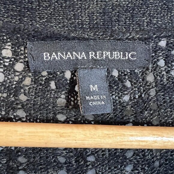 Banana Republic Cardigan Black Lace Stitch Button Front Women's Size M - Picture 6 of 10